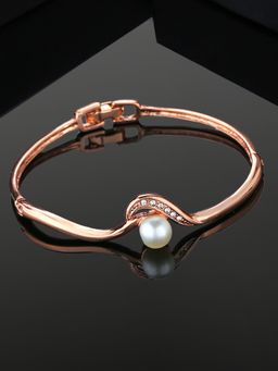 Estele - Estelle Rose Gold Plated Sparkling Bracelet with White Crystals and Pearls for Women