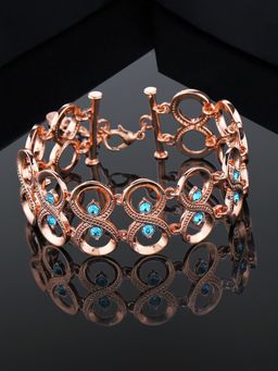 Estele - Estelle Rose Gold Plated Sparkling Bracelet with Blue Austrian Crystals for Women