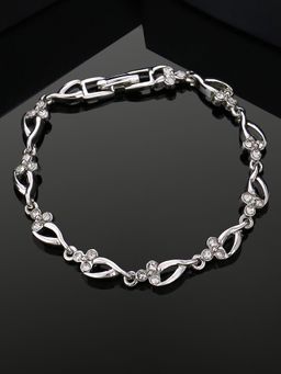 Estele - Estelle Rhodium Plated Gorgeous Bracelet with White Austrian Crystals for Women