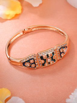 Estele - Estelle Rose Gold Plated Enchanting Bracelet with Blue-Green Enamel and White Stones for Women