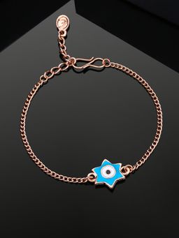 Estele - Estelle Rose Gold Plated Turquoise Blue Star Evil Eye Charm Bracelet for Women