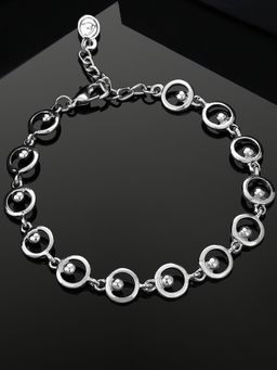 Estele - Estelle Rhodium Plated Circular Designer Charm Bracelet for Women