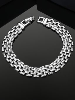 Estele - Estelle Rhodium Plated Slender Brick Link Charm Bracelet for Women