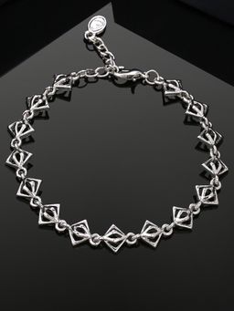Estele - Estelle Rhodium Plated Geometric Designer Charm Bracelet for Women
