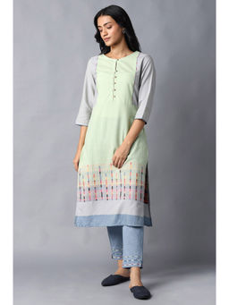 W - Green Geometric Kurta