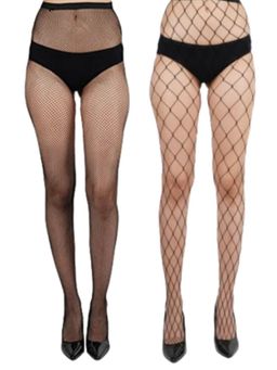 NEXT2SKIN - Women's Fishnet Mesh Pantyhose Stockings Black, SmallNet-XLargeNet (Pack of 2)