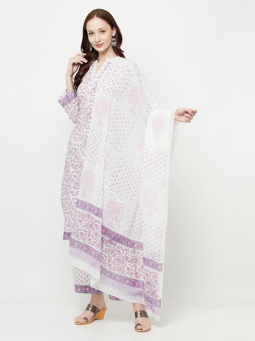 Purple - 2pc Unstitched Plain Dress Material with Jewellery Set 07