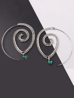 Jewels Galaxy - Silver Plated Spiral Unique Waterdrop Dangle Statement Earrings