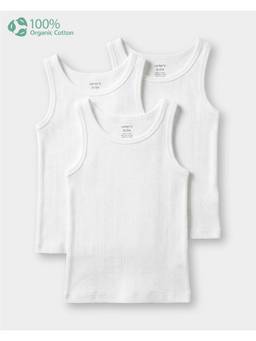 Carter's - Toddler Boy Organic Cotton Plain White Vest (Pack of 3)