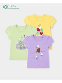 Carter's - Baby Girl Organic Cotton Crew Neck T-Shirts (Pack of 3)