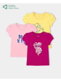 Carter's - Baby Girl Organic Cotton Crew Neck T-Shirts (Pack of 3)
