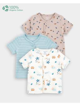 Carter's - Organic Cotton Front Open T-Shirt In Assorted Prints (Pack of 3)