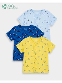Carter's - Organic Cotton Front Open T-Shirt In Assorted Prints (Pack of 3)