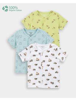 Carter's - Organic Cotton Front Open T-Shirt In Assorted Prints (Pack of 3)