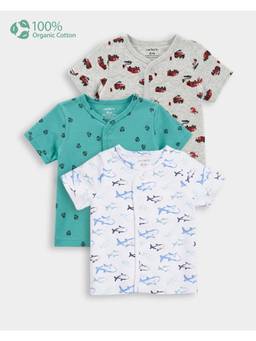 Carter's - Organic Cotton Front Open T-Shirt In Assorted Prints (Pack of 3)