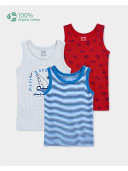 Carter's - Organic Cotton Vest Prints with Anti Microbial Finish (Pack of 3)