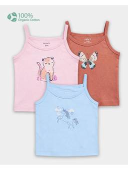 Carter's - Organic Cotton Camisoles Prints Anti Microbial Finish (Pack of 3)