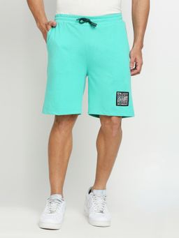 FITZ - Cotton Polyester Slim Fit Shorts For Mens - Turquoise