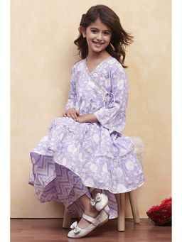 Biba - Girls Purple Floral Kurta with Sharara (Set of 2)