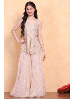 Biba - Girls Pink Embroidered Top with Palazzo (Set of 2)