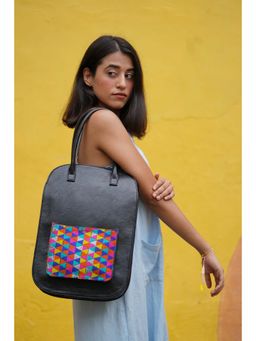 Miri - Black Handcrafted Mia Laptop Bag (Upto 14")