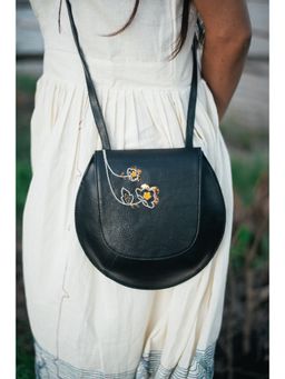 Miri - Black Hand Embroidered Mukaish Art Copper Bloom Sling Bag