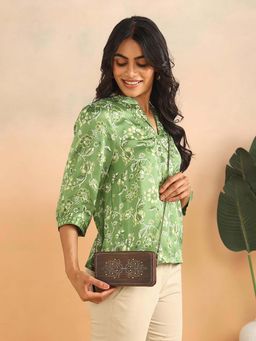 Fabindia - Brown Relic Sling Bag with Detachable Strap