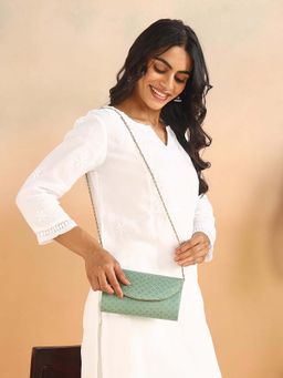 Fabindia - Light Blue Hand Embroidered Clutch