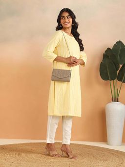 Fabindia - Grey Hand Embroidered Clutch