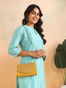 Fabindia - Mustard Hand Embroidered Sunera Clutch