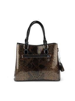 ZELION - Silver Snakeskin Gold Handbag with Detachable Strap
