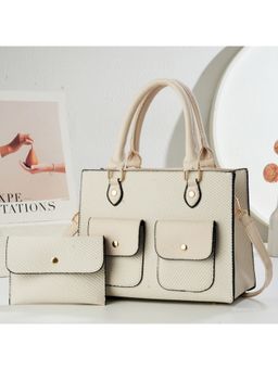 ZELION - Elegant Cream Satchel and Wallet with Detachable Strap