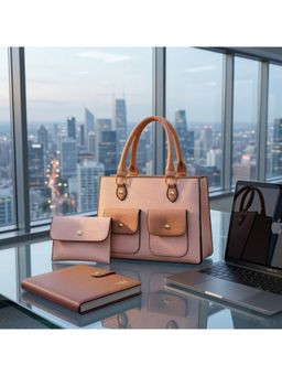 ZELION - Elegant Pink Satchel and Wallet with Detachable Strap