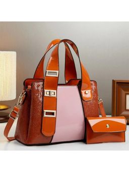 ZELION - Chic Woven Tan Tote Bag and Wallet with Detachable Strap