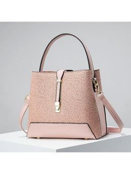 ZELION - Pink Floral Lace Minimalist Handbag with Detachable Strap