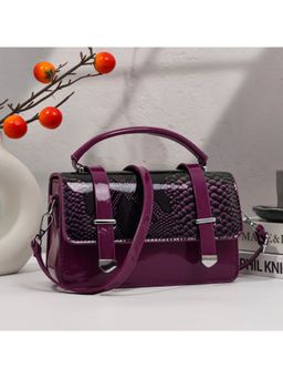 ZELION - Purple Snakeskin Mini Satchel with Detachable Strap