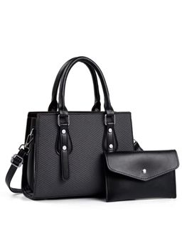 ZELION - Textured Black Satchel and Pouch with Detachable Strap