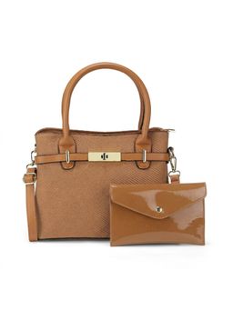 ZELION - Classic Beige Satchel and Pouch with Detachable Strap
