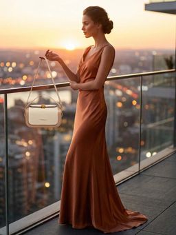 ZELION - Beige Dual-Tone Clutch