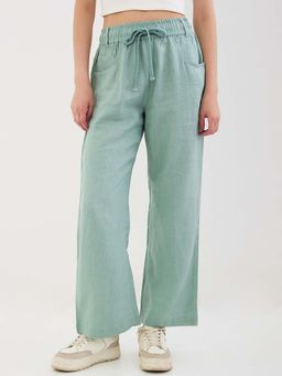 Spykar - Green Solid Mid Waist Trouser