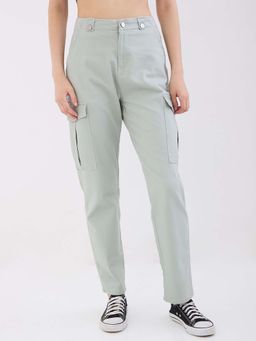 Spykar - Green Solid Mid Waist Trouser