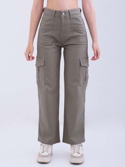 Spykar - Olive Solid High Waist Trouser