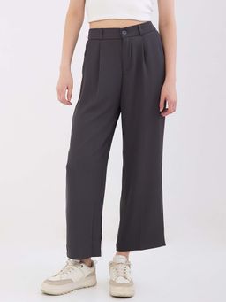 Spykar - Grey Solid High Waist Trouser