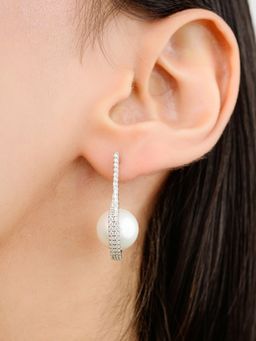 METALM - Freshwater Pearl Silver Stud Earrings