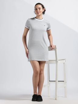 Calvin Klein - Grey Cotton Crew Neck T-shirt Dress