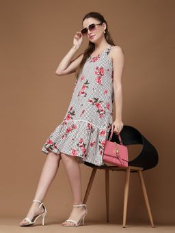 Style Quotient - Women Stripe and Floral Dress