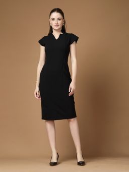 Style Quotient - Women Polyknit Black Bodycon Knit Dress