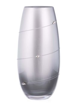 Diamante - Silver Barrel Vase 25Cm