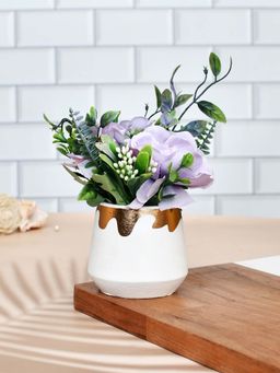 Tayhaa - Enchanting Artificial Purple Bloom In White Planter