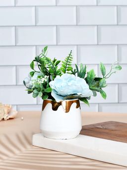 Tayhaa - Enchanting Artificial Blue Bloom In White Planter